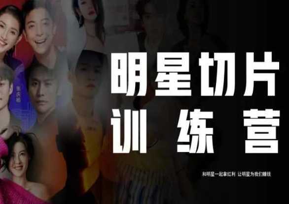 王子·明星切片线上训练营,和明星一起拿红利,让明星为我们赚钱