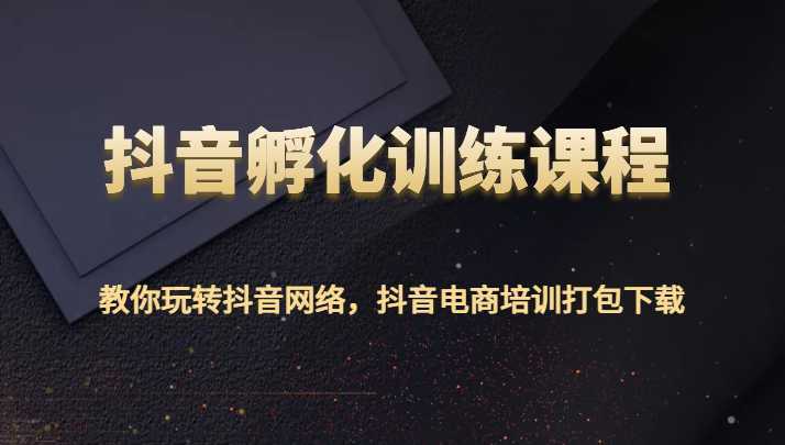 抖音孵化训练课程-教你玩转抖音网络,抖音电商培训打包下载