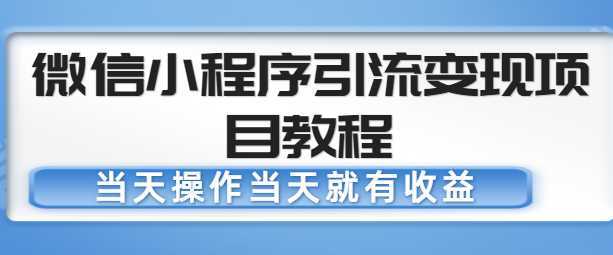 微信小程序引流变现项目教程,当天操作当天就有收益,变现不再是难事【无水印】