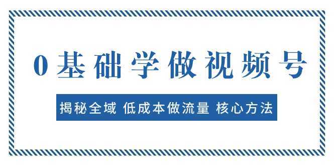 0基础学做视频号:揭秘全域 低成本做流量 核心方法 快速出爆款 轻松变现