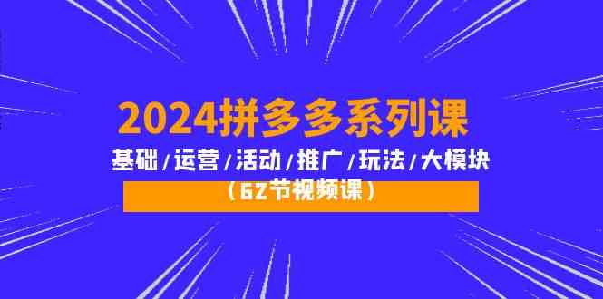 2024拼多多系列课:基础/运营/活动/推广/玩法/大模块