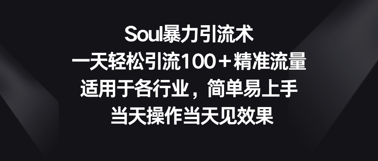 Soul暴力引流术,一天轻松引流100+精准流量,适用于各行业,简单易上手!