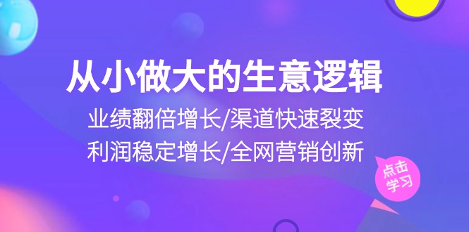 从小做大生意逻辑:业绩翻倍增长/渠道快速裂变/利润稳定增长/全网营销创新