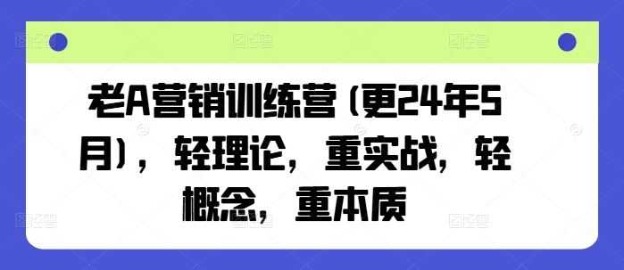 老A营销训练营(更24年9月),轻理论,重实战,轻概念,重本质