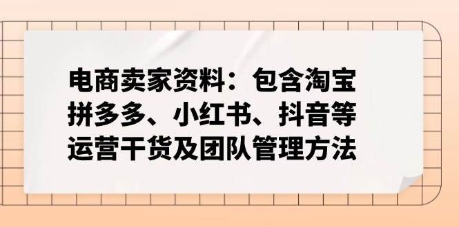 电商卖家资料:包含淘宝、拼多多、小红书、抖音等运营干货及团队管理方法