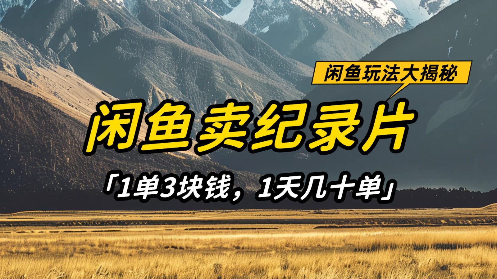 闲鱼卖纪录片,简单又赚钱的小项目,1单3块钱 1天几十单