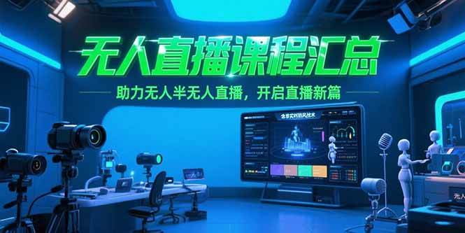 无人直播课程汇总,含非实时防风技术,助力无人半无人直播,开启直播新篇