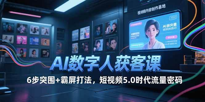 AI数字人获客课,6步突围+霸屏打法,短视频5.0时代流量密码