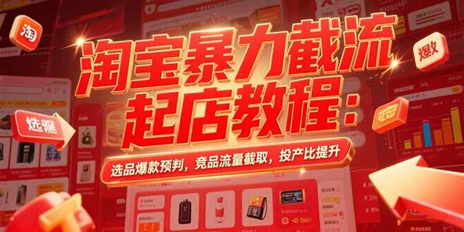淘宝暴力截流起店教程:选品爆款预判,竞品流量截取,投产比提升