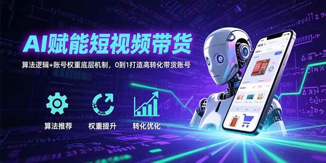 AI赋能短视频带货:算法逻辑+账号权重底层机制,0到1打造高转化带货账号
