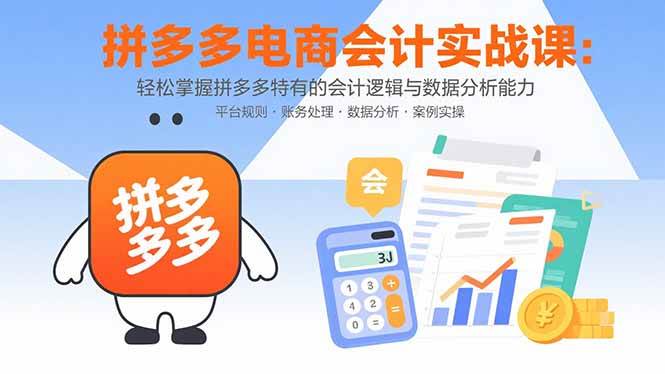 拼多多电商会计实战课:轻松掌握拼多多特有的会计逻辑与数据分析能力