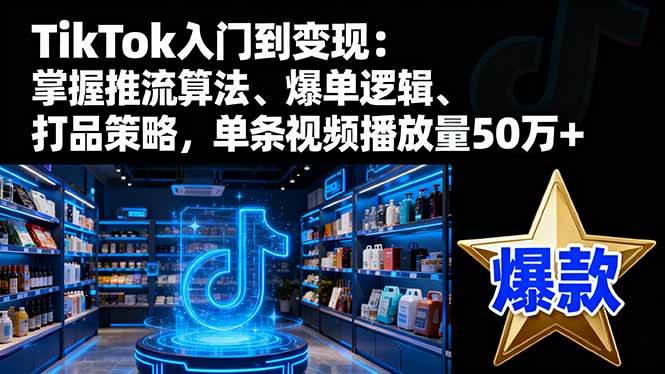 TikTok入门到变现:掌握推流算法、爆单逻辑、打品策略,单条视频播放量50w
