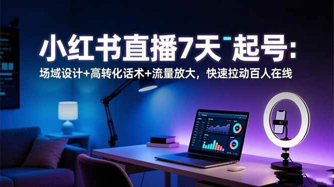 小红书直播7天起号:场域设计+高转化话术+流量放大,快速拉动百人在线