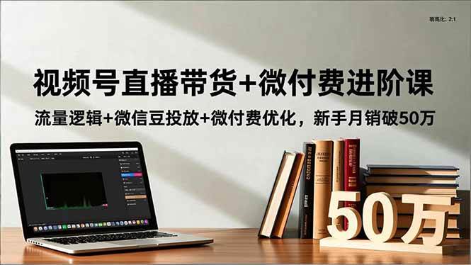 视频号直播带货+微付费进阶课:流量逻辑+微信豆投放+微付费优化,新手月销破50万