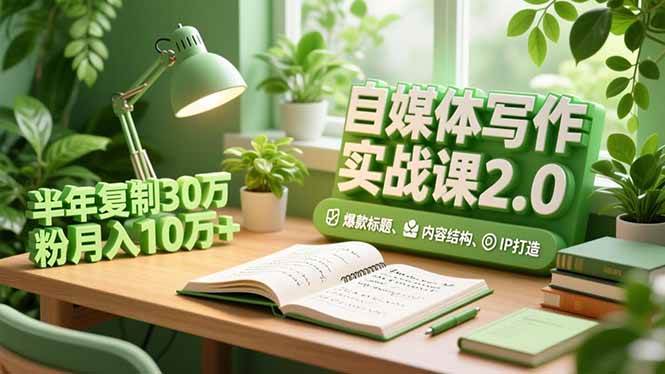 自媒体写作实战课2.0,爆款标题、内容结构、IP打造,半年复制30万粉月入10万+