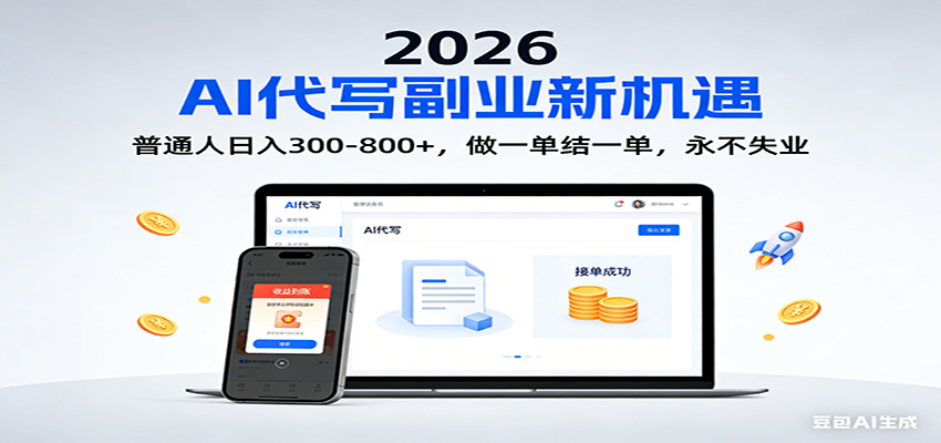 2026 副业首选!AI 代写日入 300-800,普通人0门槛,做一单结一单!