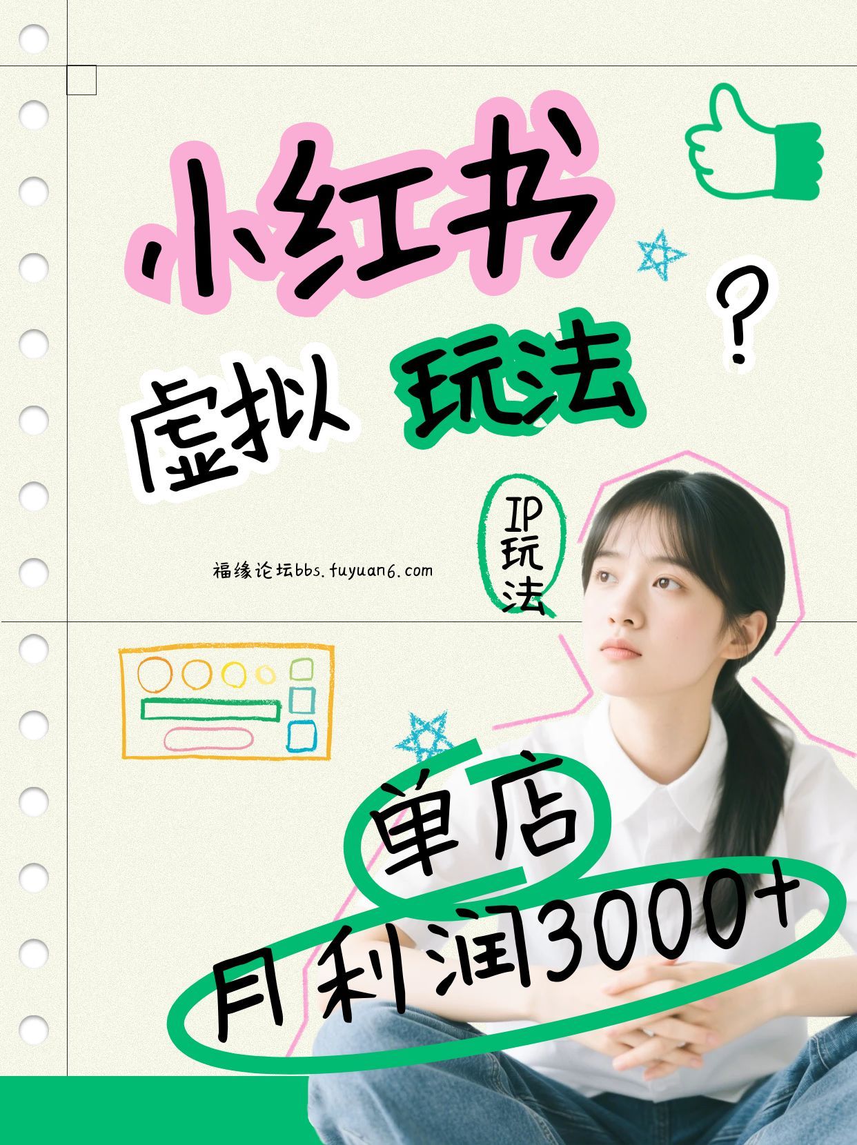 小红书虚拟玩法,单店月利润3000+,IP打法+原创商品
