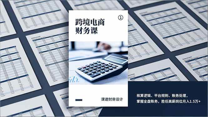 跨境电商财务课,核算逻辑、平台规则、账务处理,掌握全盘账务,胜任高薪岗位月入1.5万+