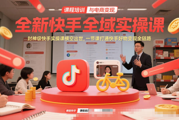 全新快手全域实操课,封神级快手实操课横空出世,一节课打通快手好物变现全链路