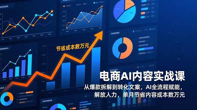 电商AI内容实战课,从爆款拆解到转化文案,AI全流程赋能,解放人力,单月节省内容成本数万元