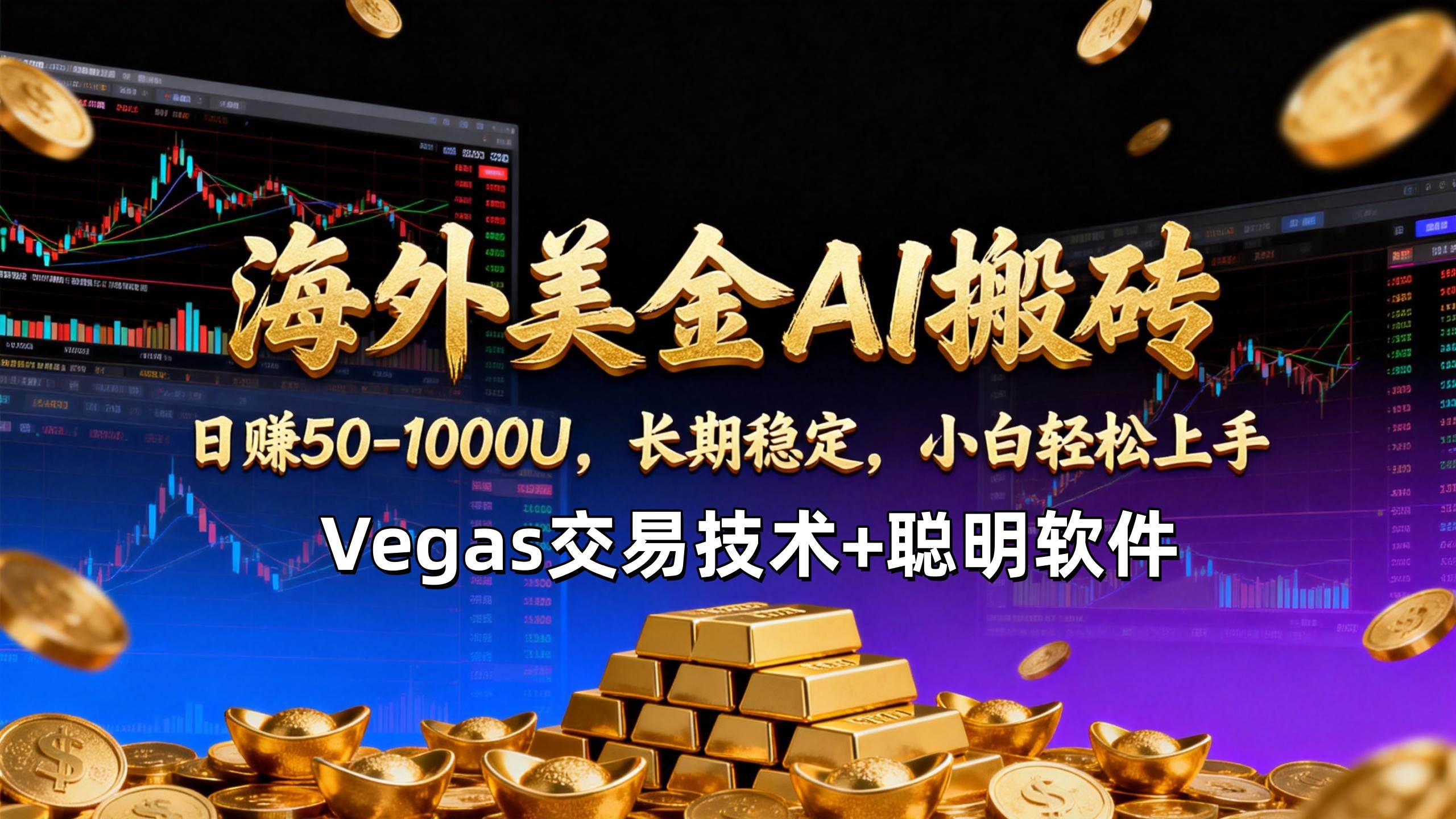 【海外美金AI搬砖】Vegas交易技术+聪明软件,日赚50-1000U,长期稳定,小白轻松上手。