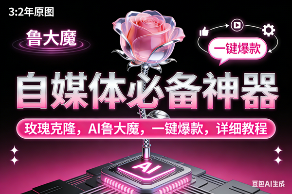 玫瑰克隆神器,ai鲁大魔,自媒体必备工具,一键爆款神器,详细教程。