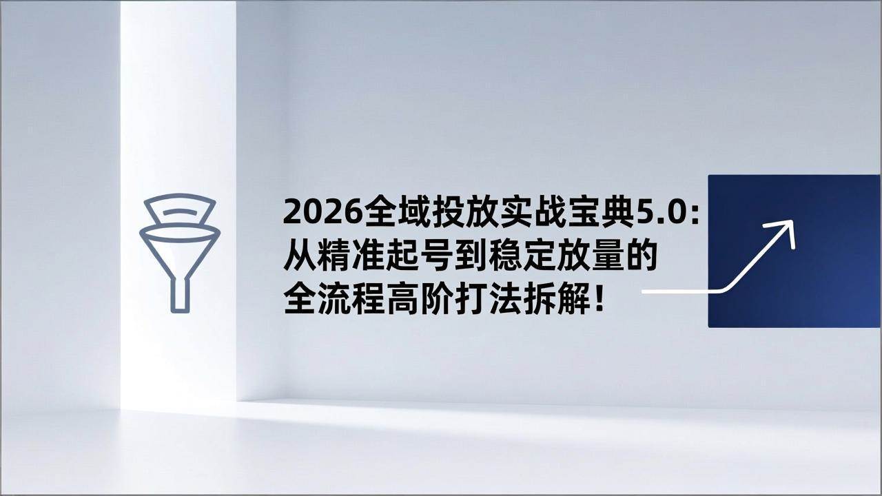 2026全域投放实战宝典5.0:从精准起号到稳定放量的全流程高阶打法拆解!