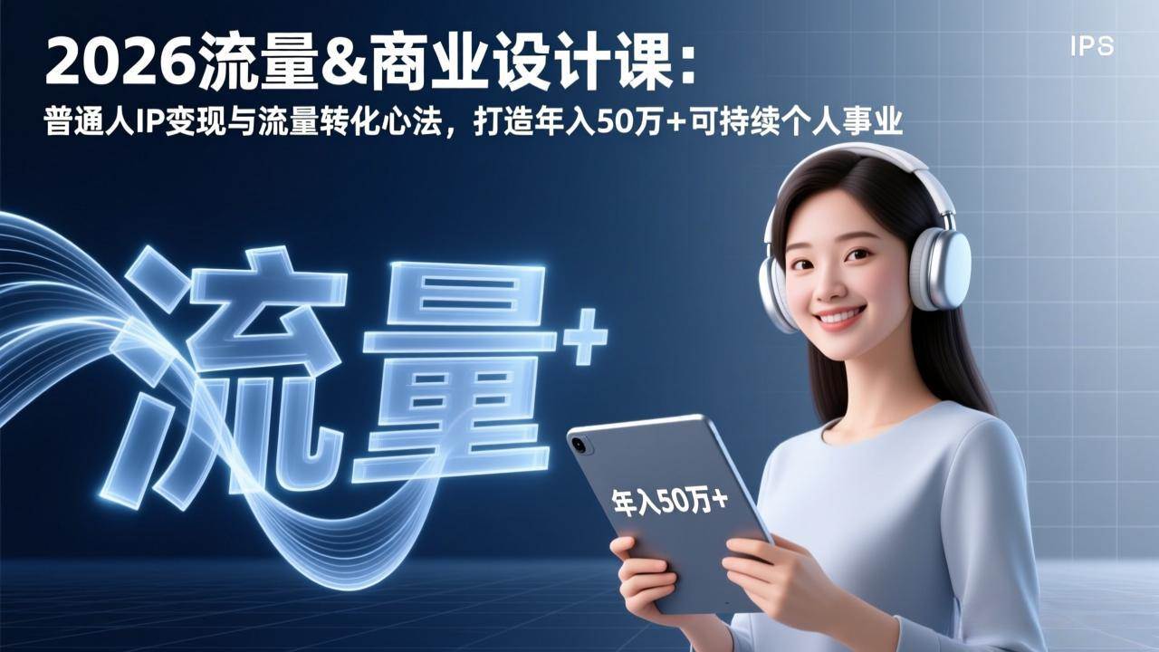 2026流量&商业设计课:普通人IP变现与流量转化心法,打造年入50万+可持续个人事业