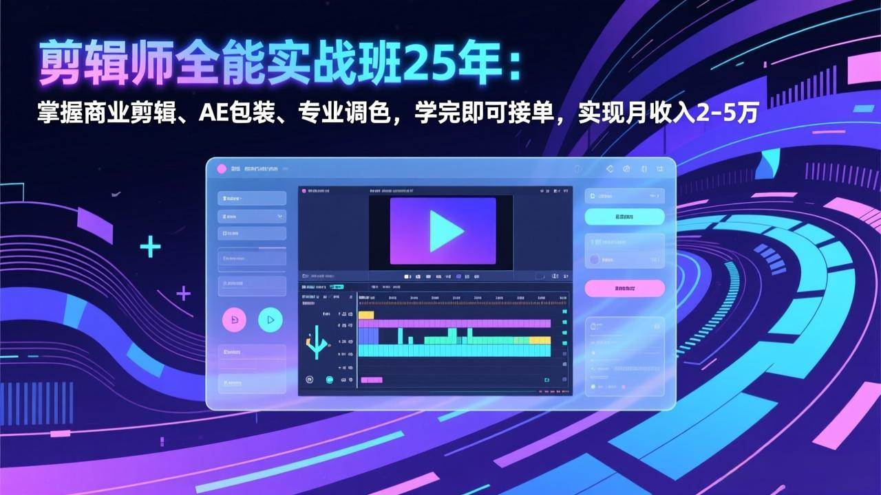 剪辑师全能实战班25年:掌握商业剪辑、AE包装、专业调色,学完即可接单,实现月收入2-5万