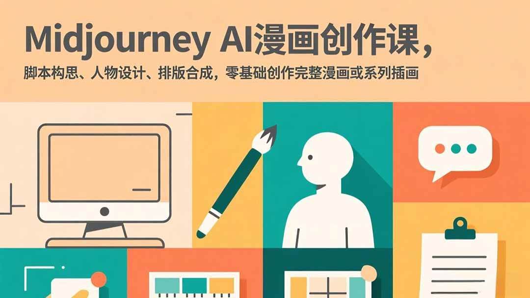 Midjourney AI漫画创作课,脚本构思、人物设计、排版合成,零基础创作完整漫画或系列插画