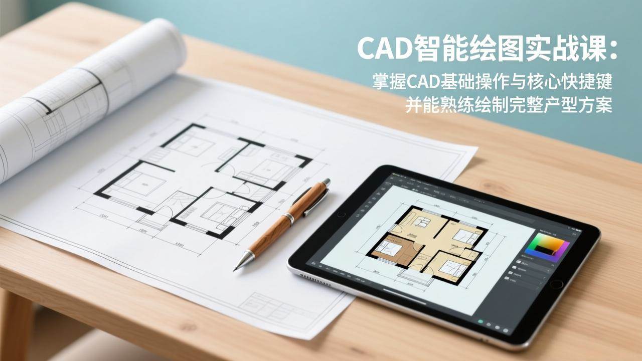 CAD智能绘图实战课:掌握CAD基础操作与核心快捷键,并能熟练绘制完整户型方案