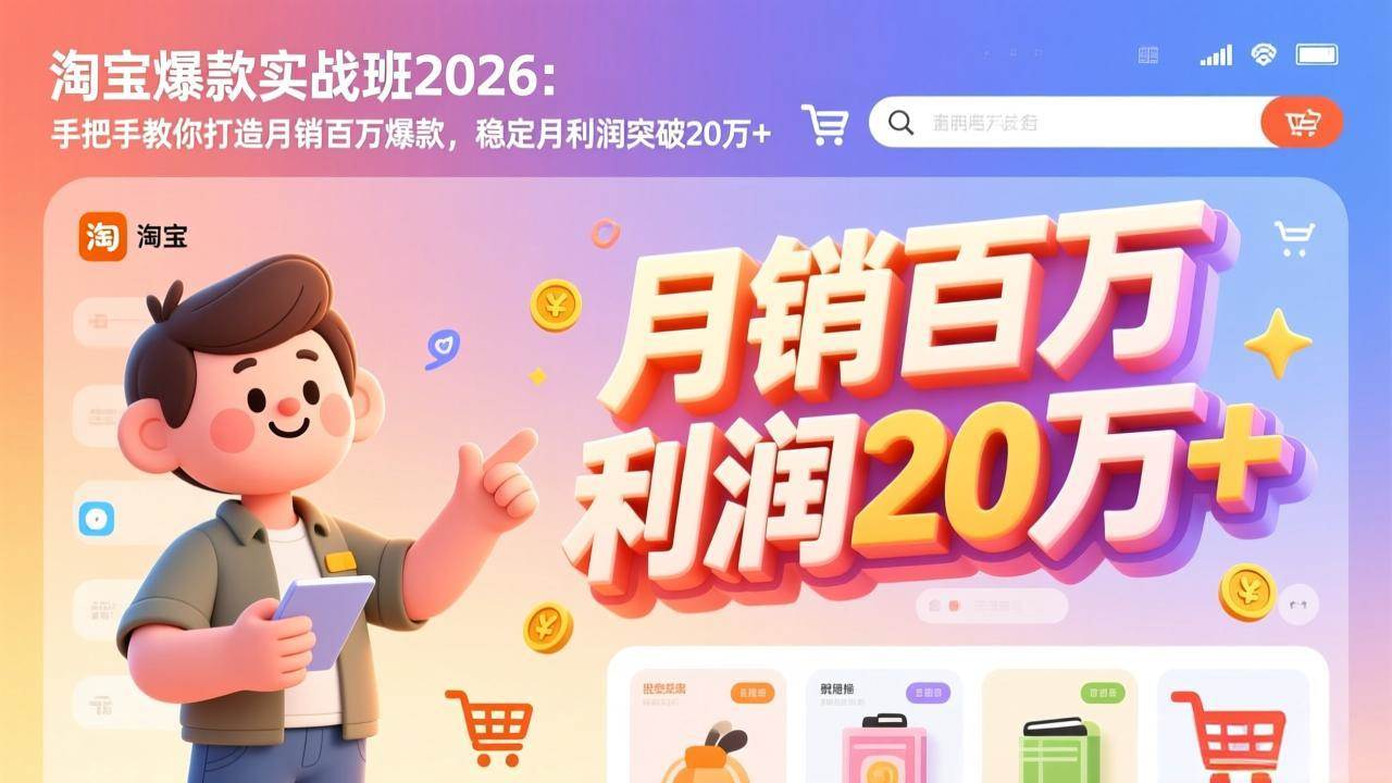淘宝爆款实战班-2026年2月更新:手把手教你打造月销百万爆款,稳定月利润突破20万+