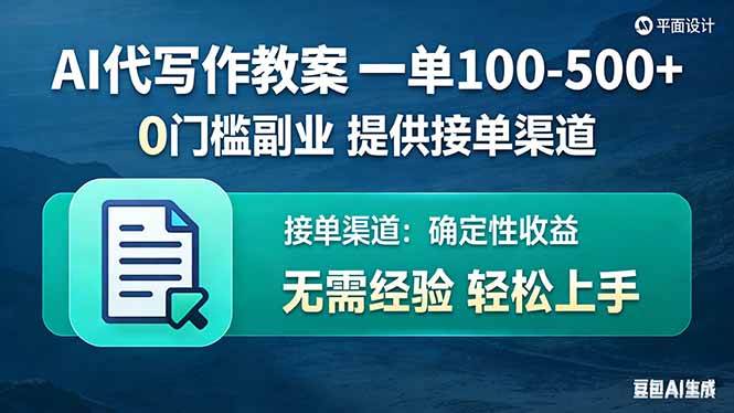 AI代写作教案,一单100-500+,提供接单渠道,0门槛副业!