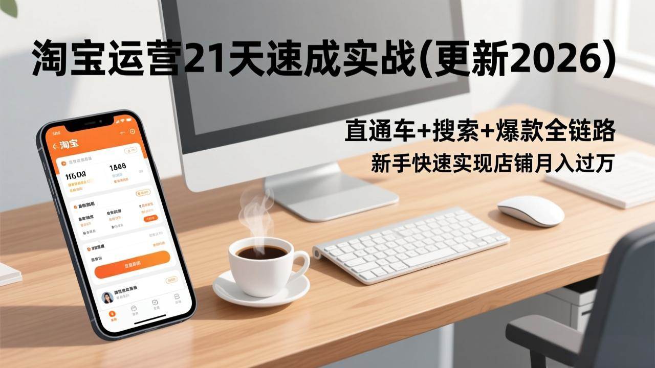 淘宝运营21天速成实战(更新3月),直通车+搜索+爆款全链路,新手快速实现店铺月入过万