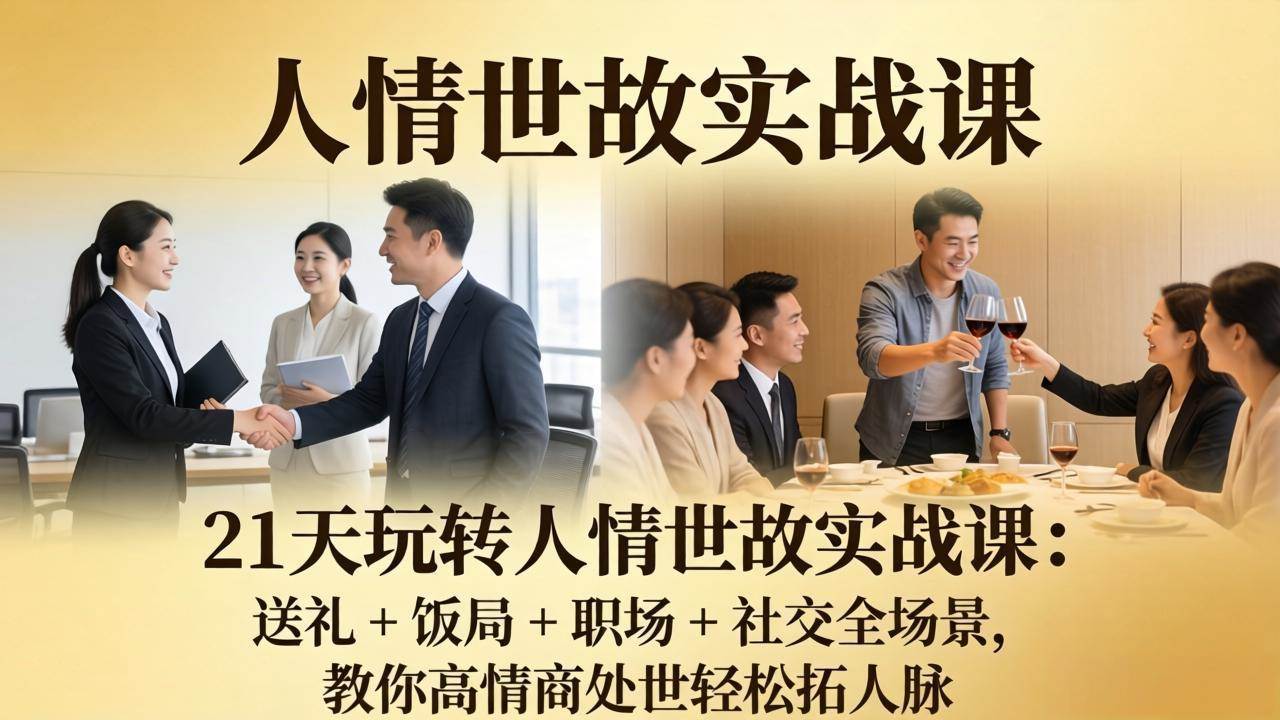 21 天玩转人情世故实战课:送礼 + 饭局 + 职场 + 社交全场景,教你高情商处世轻松拓人脉