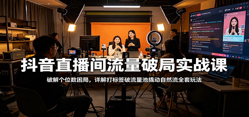 抖音直播间流量破局实战课:破解个位数困局,详解打标签破流量池撬动自然流全套玩法