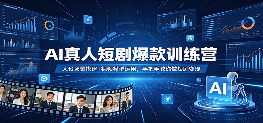 AI真人短剧爆款训练营:人设场景搭建+视频模型运用,手把手教你做短剧变现