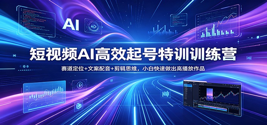 短视频AI高效起号特训训练营:赛道定位+文案配音+剪辑思维,小白快速做出高播放作品
