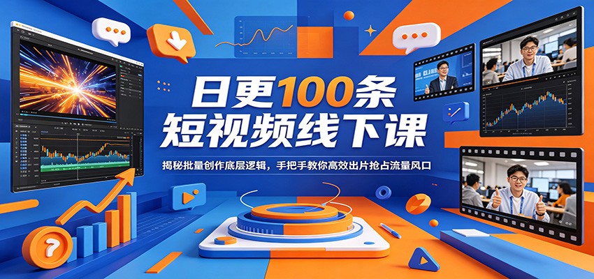 日更100条短视频线下课:揭秘批量创作底层逻辑,手把手教你高效出片抢占流量风口