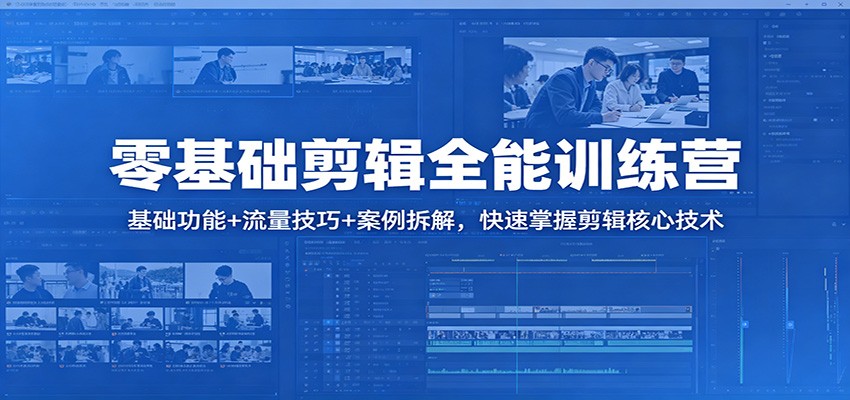 零基础剪辑全能训练营:基础功能+流量技巧+案例拆解,快速掌握剪辑核心技术