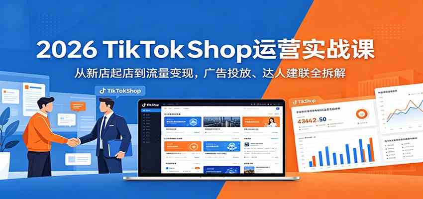 2026 TikTokShop运营实战课:从新店起店到流量变现,广告投放、达人建联全拆解