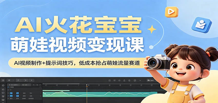 AI火花宝宝萌娃视频变现课:AI视频制作+提示词技巧,低成本抢占萌娃流量赛道