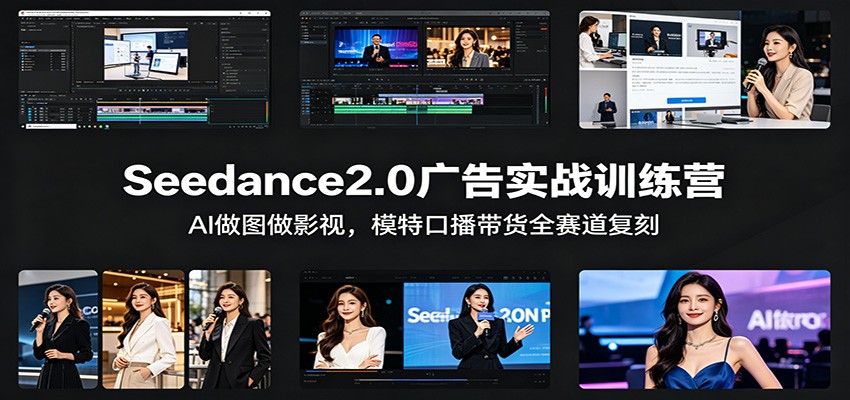 Seedance2.0广告实战训练营:AI做图做影视,模特口播带货全赛道复刻