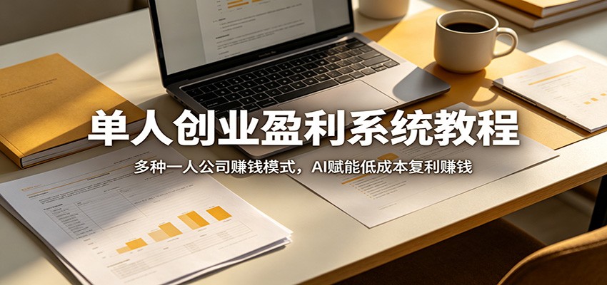 单人创业盈利系统教程:多种一人公司赚钱模式,AI赋能低成本复利赚钱