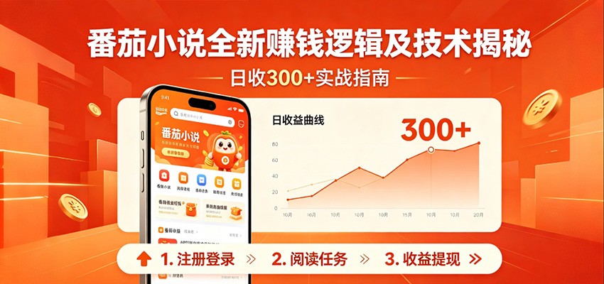 番茄小说全新赚钱逻辑及技术日收300+,小白新书皆可做!无脑赚就行了!