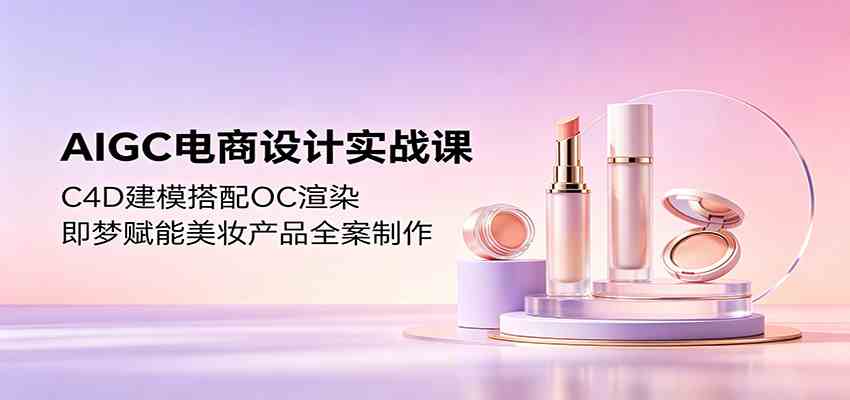 AIGC电商设计实战课:C4D建模搭配OC渲染,即梦赋能美妆产品全案制作