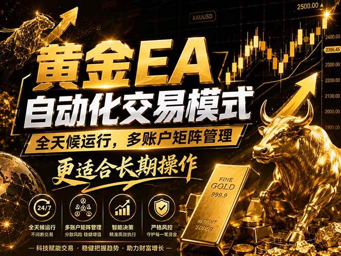 黄金EA量化:多窗口矩阵稳定运行,系统自动执行,收益空间持续放大