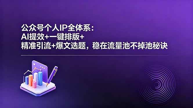 公众号个人IP全体系:AI提效+一键排版+精准引流+爆文选题,稳在流量池不掉池秘诀