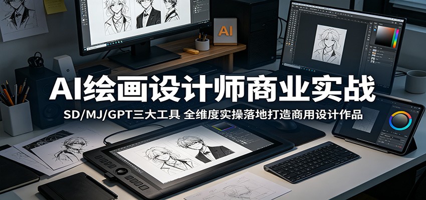 AI绘画设计师商业实战:SD/MJ/GPT三大工具,全维度实操落地打造商用设计作品