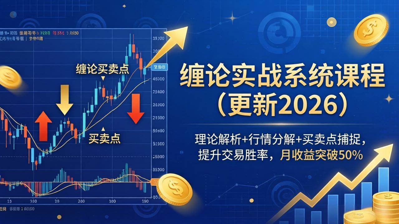 缠论实战系统课程(更新26年5月),理论解析+行情分解+买卖点捕捉,提升交易胜率,月收益突破50%